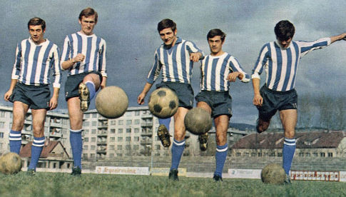 Udarni "Željin" kvintet (sleva): Branislav-Bane Jelušić, Ivica Osim, Josip Bukal, Riad Bajić i Fikret Mujkić