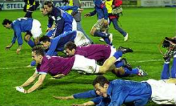 Slavlje fudbalera Varteksa nakon eliminacije Aston Vile (FOTO: AP)
