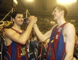 U istom dresu: Dejan Bodiroga (levo) i Gregor Fućka osvojili su sa Barselonom Evroligu 2003. godine