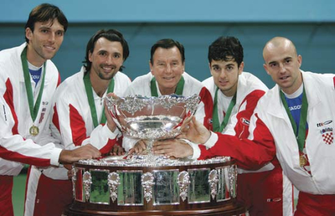 Hrvatska, pobednik Dejvis kupa 2005. godine: Ivo Karlović, Goran Ivanišević, selektor Nikola Pilić, Mario Ančić i Ivan Ljubičić